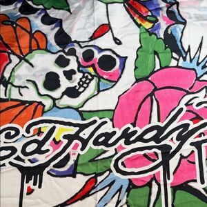 Ed Hardy Multicolor Skull and Floral Scarf